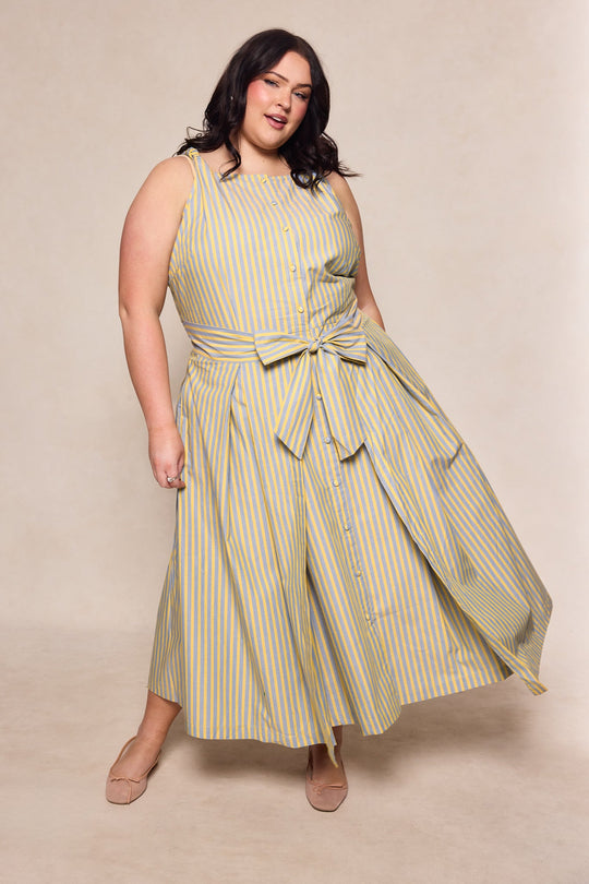 Glen Dress in Green Stripe M