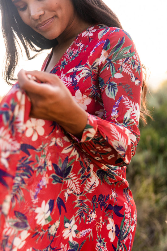 Laney Dress in Red Floral