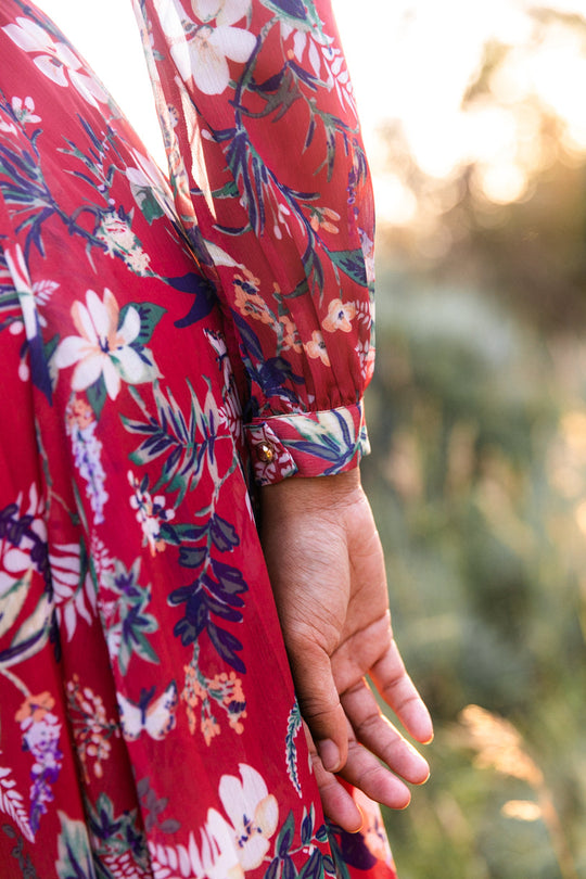 Laney Dress in Red Floral