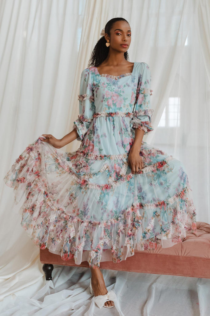 Catherine Dress in Blue Floral