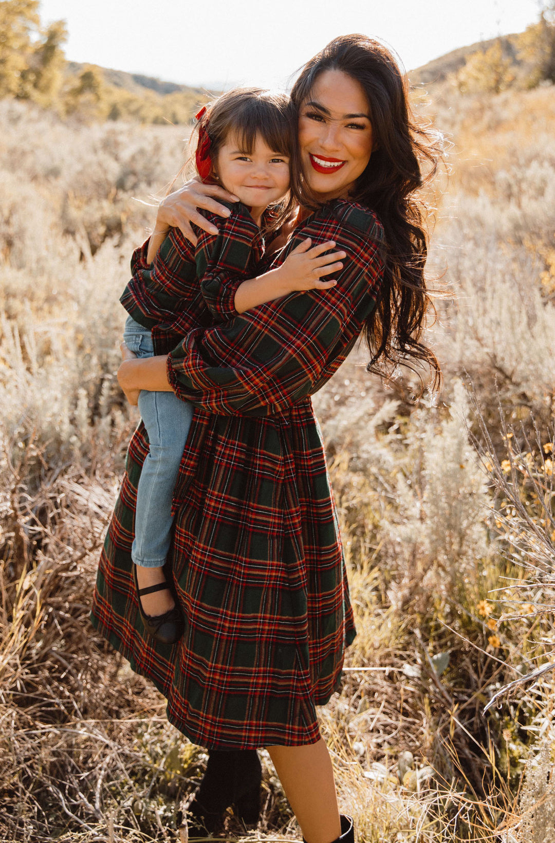 Margo Short Dress in Green Plaid