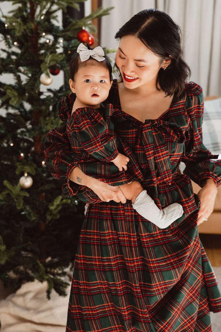 Margo Short Dress in Green Plaid