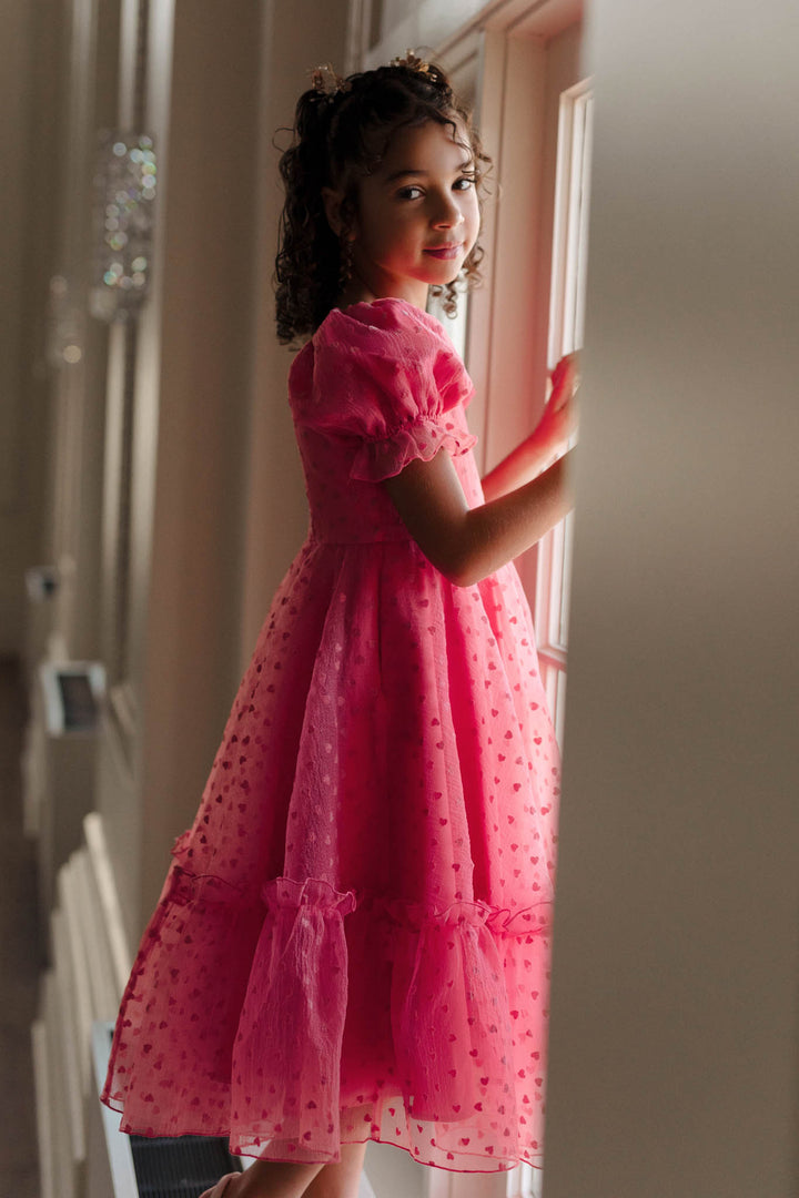 Mini Wonderland Dress in Pink Hearts-Mini