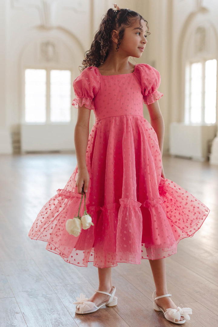 Mini Wonderland Dress in Pink Hearts