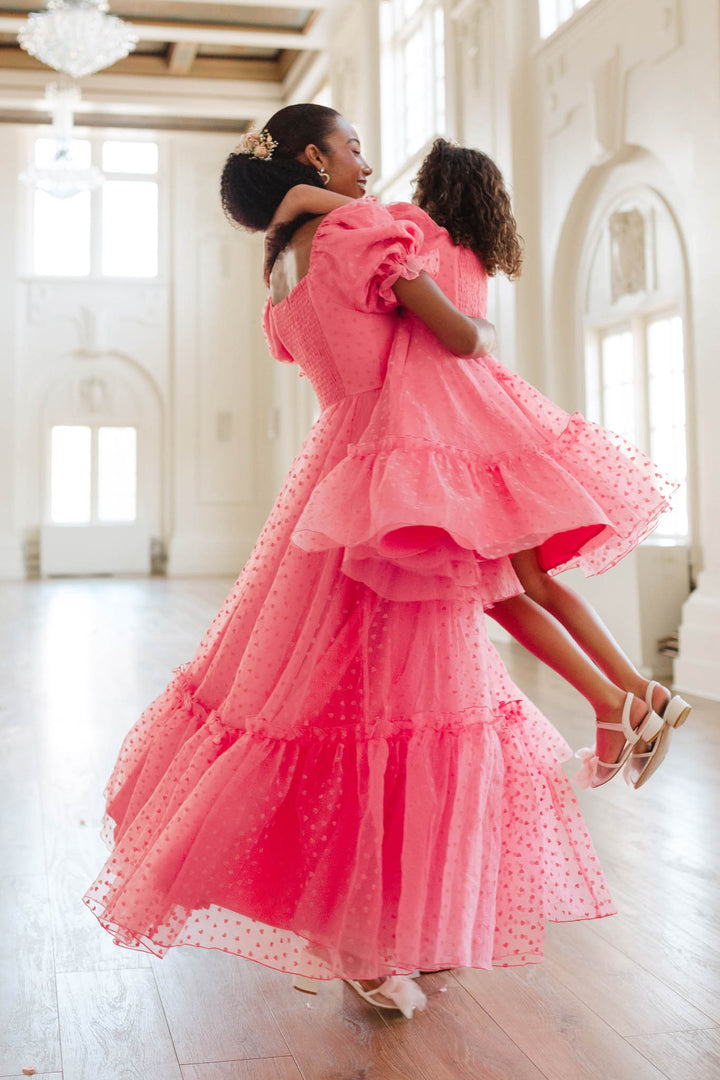 Mini Wonderland Dress in Pink Hearts