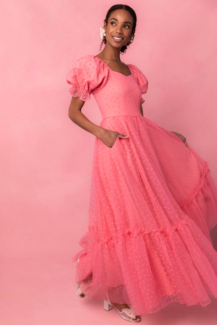 Wonderland Dress in Pink Hearts-Adult