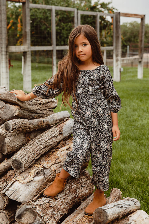 Mini Willow Jumpsuit in Black Floral