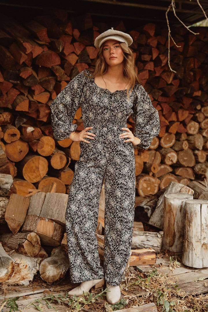 Willow Jumpsuit in Black Floral