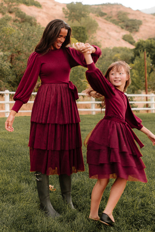 Cosette Midi Dress in Wine
