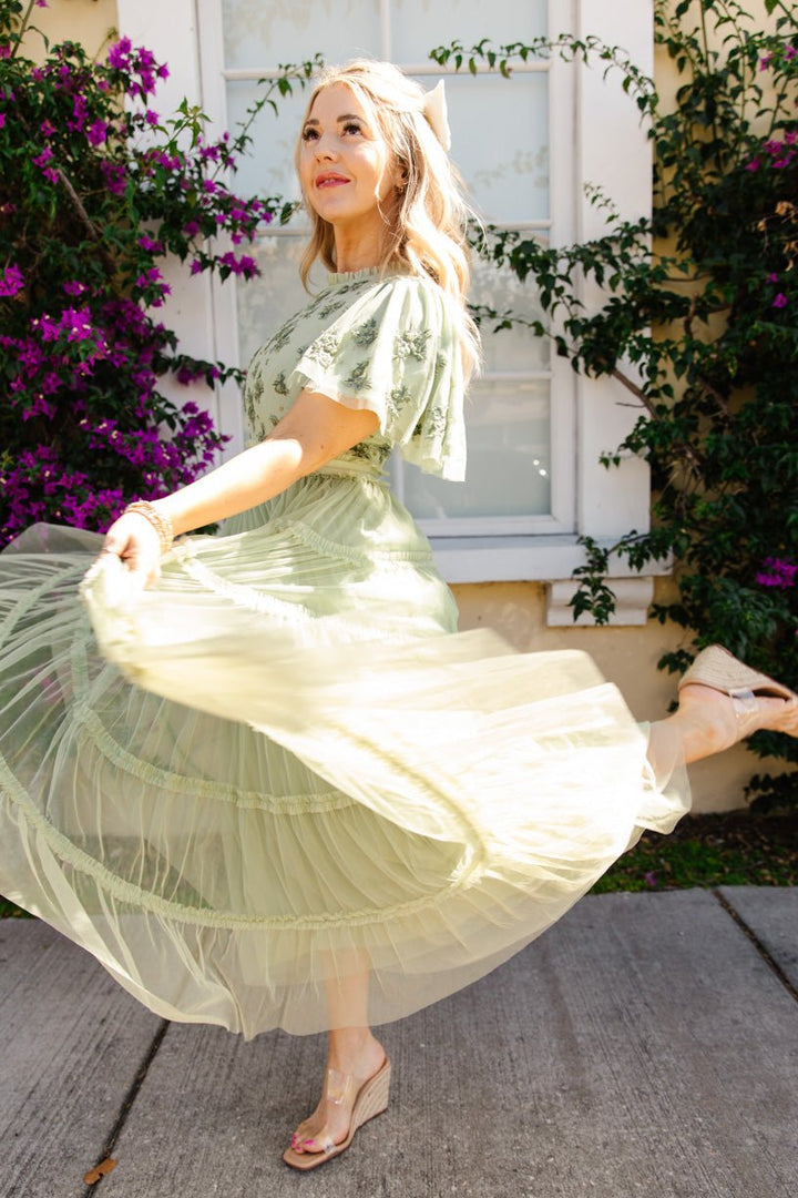 Anastasia Dress in Sage-Adult