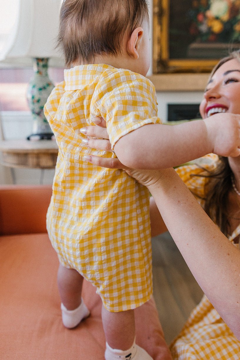 Baby Briar Romper in Yellow Gingham - FINAL SALE-Baby