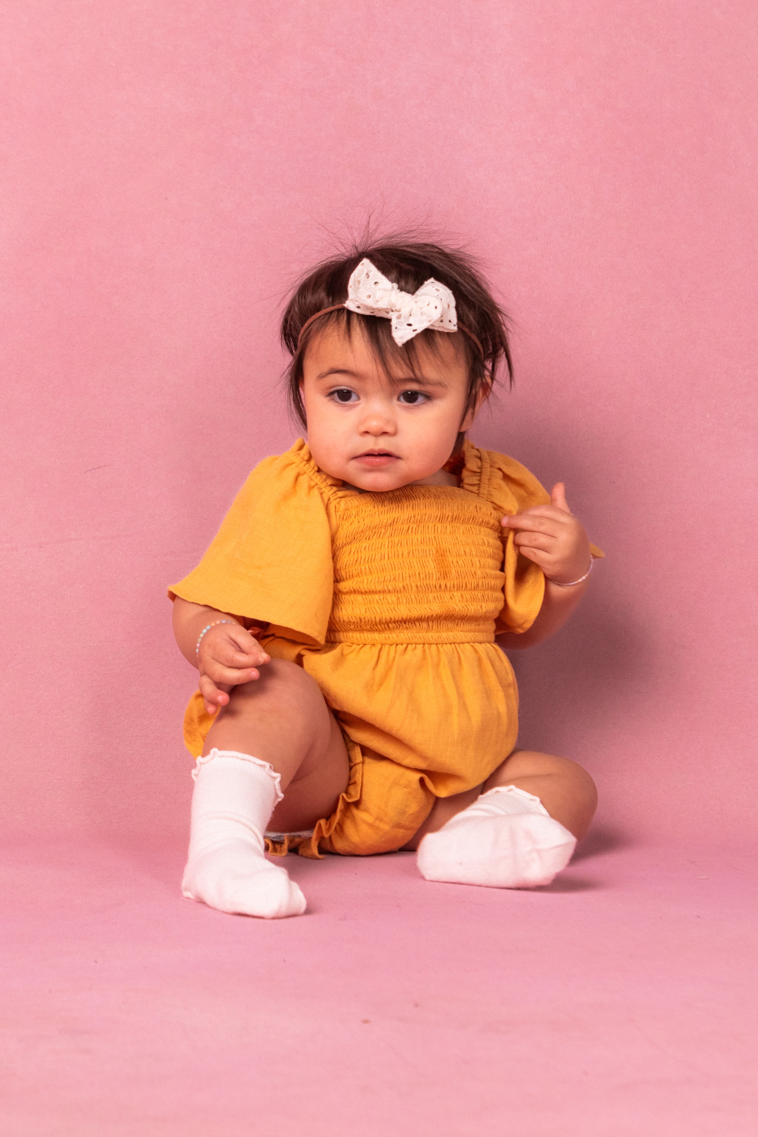 Baby girl mustard romper hotsell