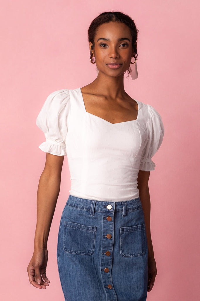 【OPEN YY】BALLERINA DRAPED TOP (IVORY) BallerinaWhiteTop-Studio-