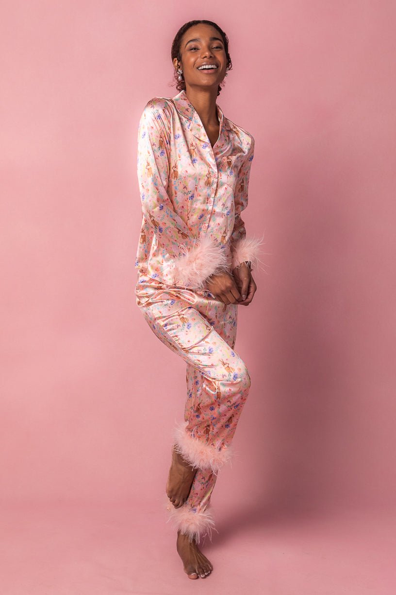 ADR Women's Floral Print Pajamas with Pockets, Button Down PJ Set Autumn  Floral Medium