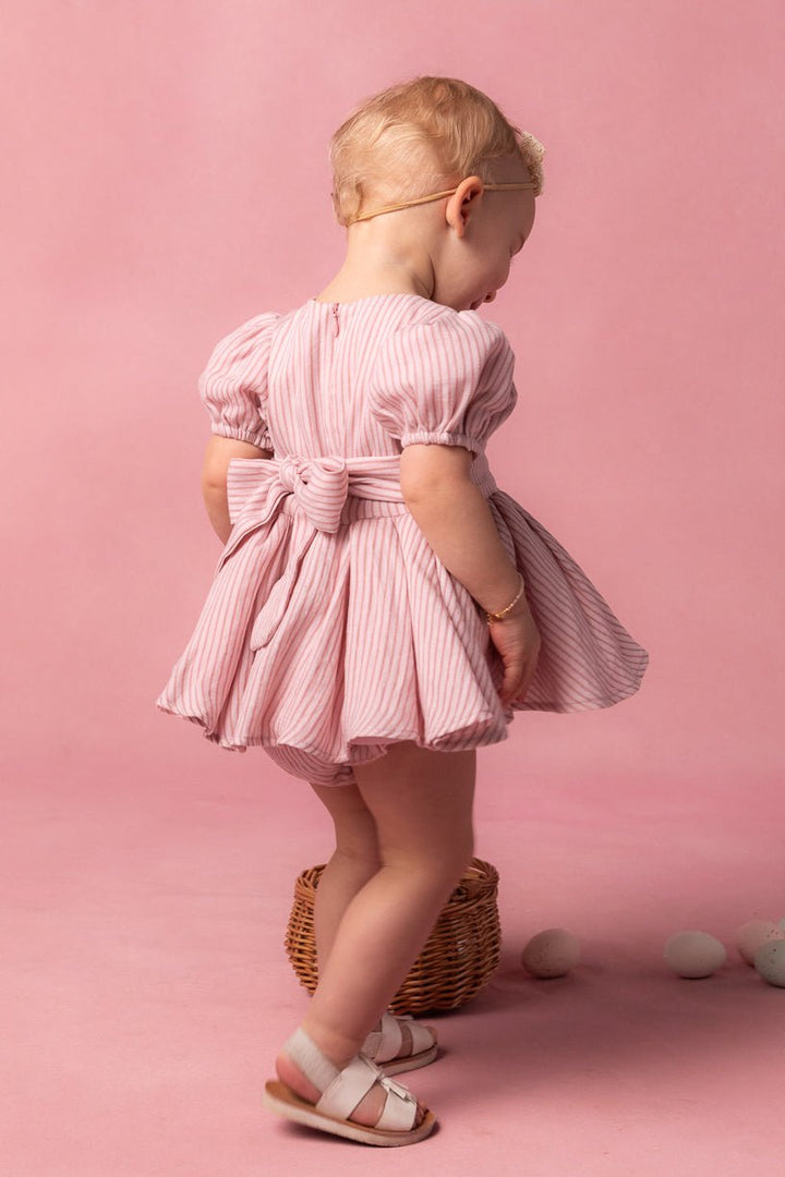 Baby Cupcake Dress Set in Pink Stripe-Baby