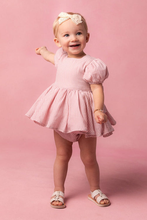 Baby Cupcake Dress Set in Pink Stripe