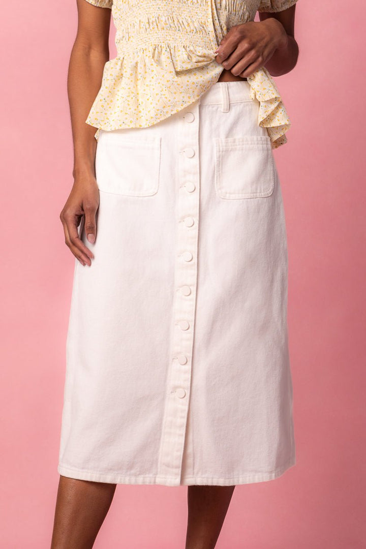 Emma Denim Skirt in White-Adult