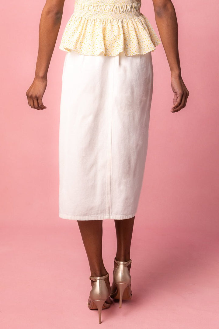 Emma Denim Skirt in White-Adult