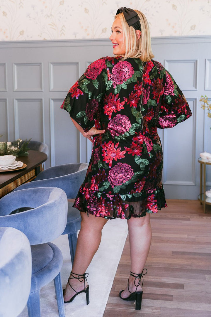 Evelyn Dress in Floral Sequin - FINAL SALE-Adult