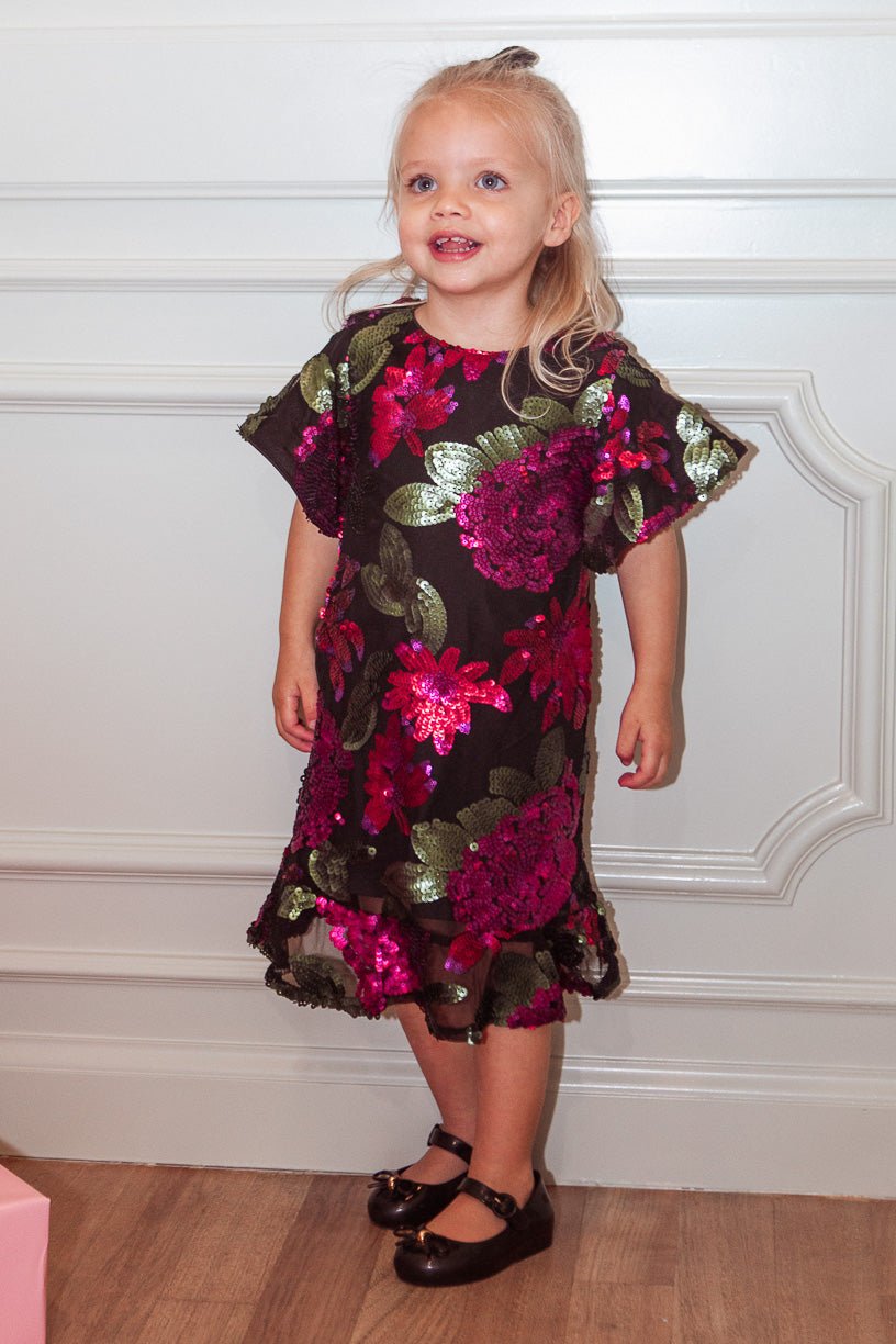 Mini Evelyn Dress in Floral Sequin - FINAL SALE-Mini