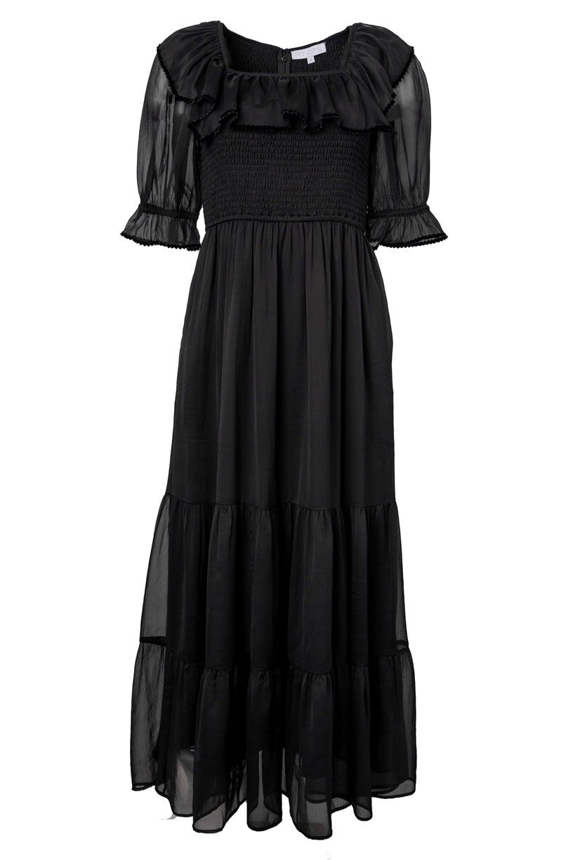 Gracie Dress in Black Chiffon-Adult