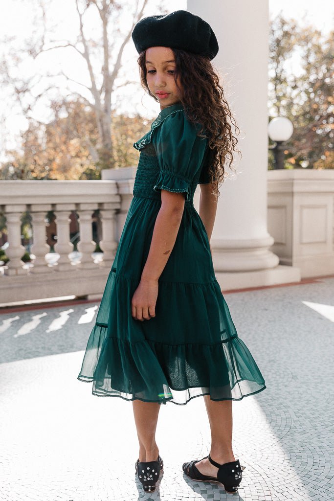 Mini Gracie Dress in Emerald Chiffon - FINAL SALE-Mini