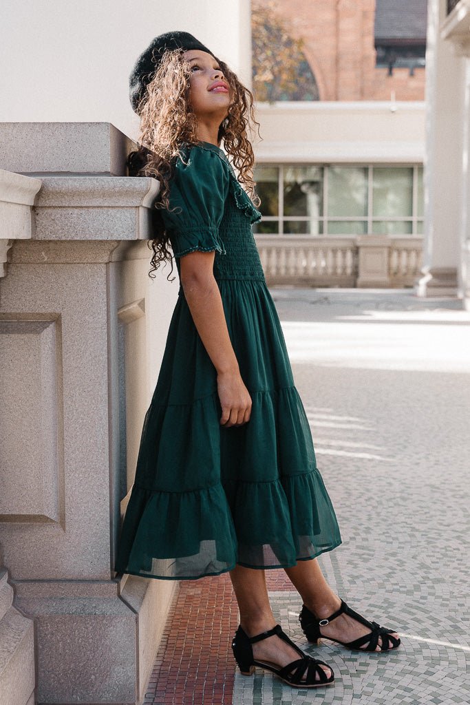 Mini Gracie Dress in Emerald Chiffon - FINAL SALE – Ivy City Co