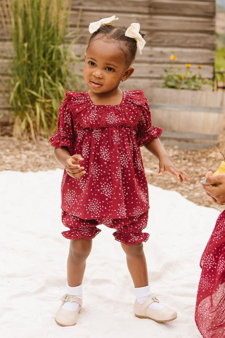 Baby Gracie Dress Set in Wine Floral - FINAL SALE-Baby