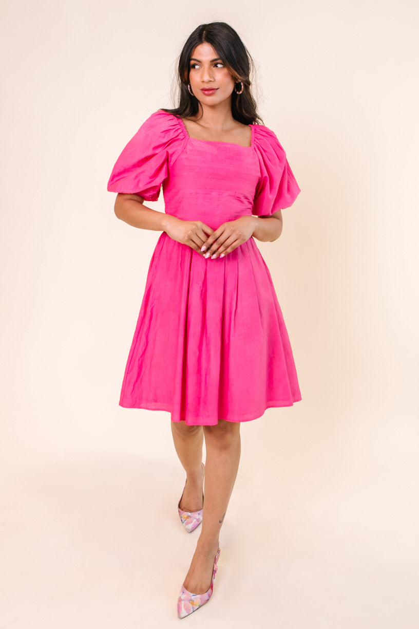 Short Hazel Dress in Hot Pink