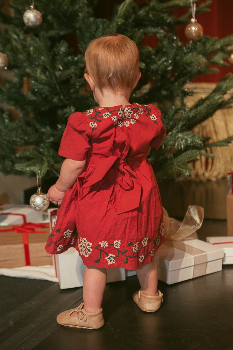 Baby Heidi Dress Set in Maroon - FINAL SALE-Baby