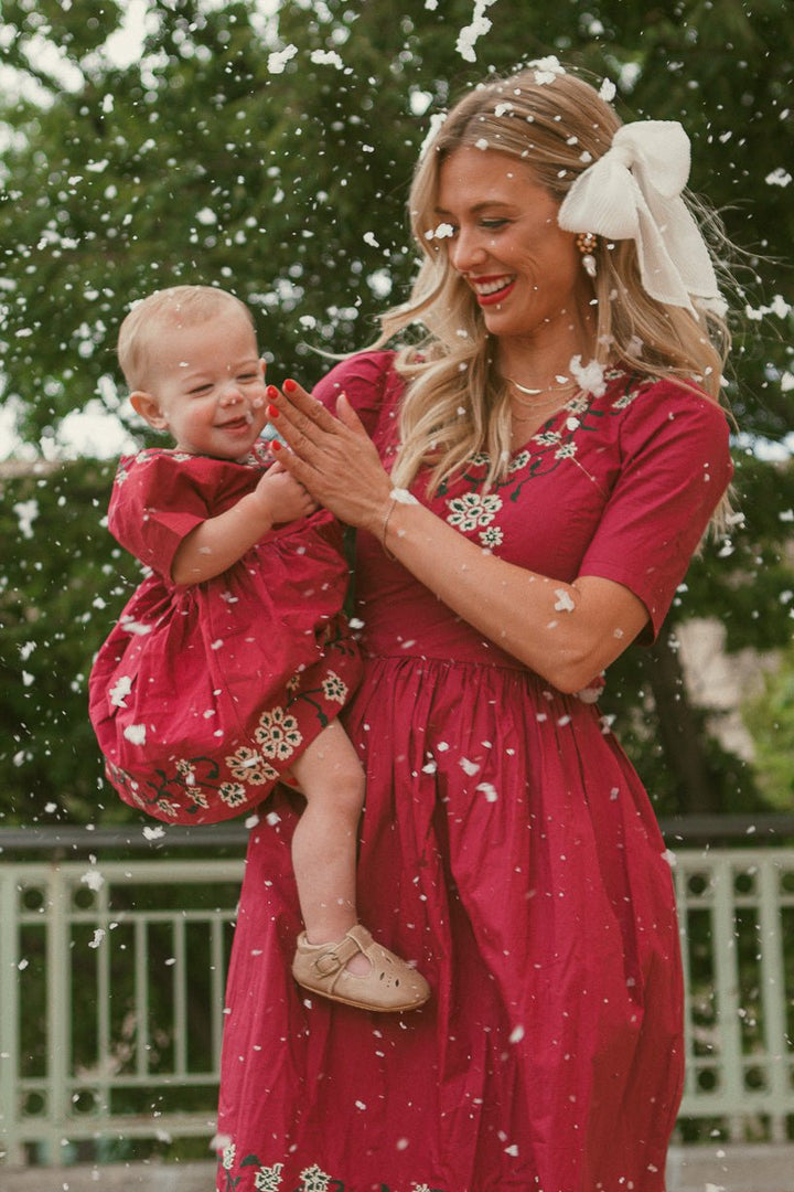 Baby Heidi Dress Set in Maroon - FINAL SALE-Baby