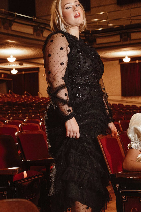 Claire Dress in Black Sequin-Adult