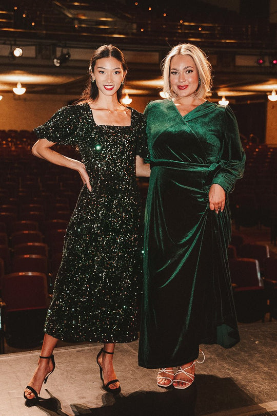 Andie Dress in Emerald Velvet - FINAL SALE-Adult