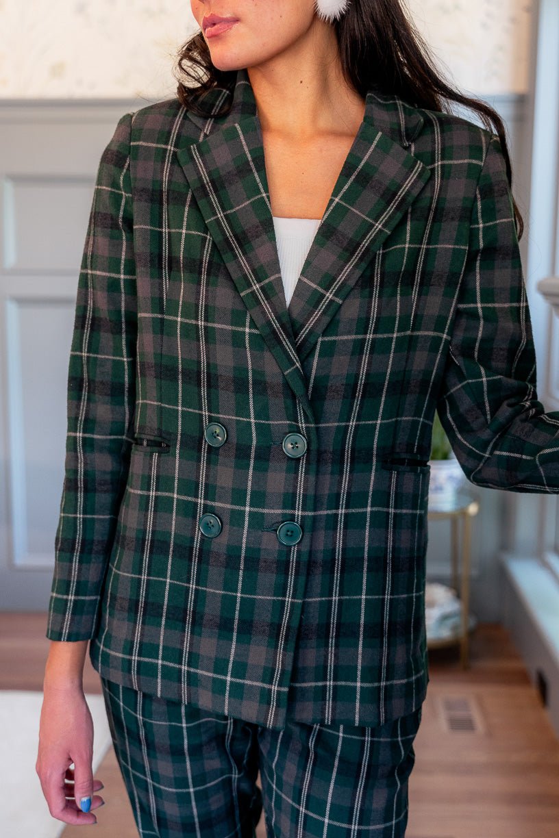 Kennedy Blazer in Green Plaid - FINAL SALE-Adult