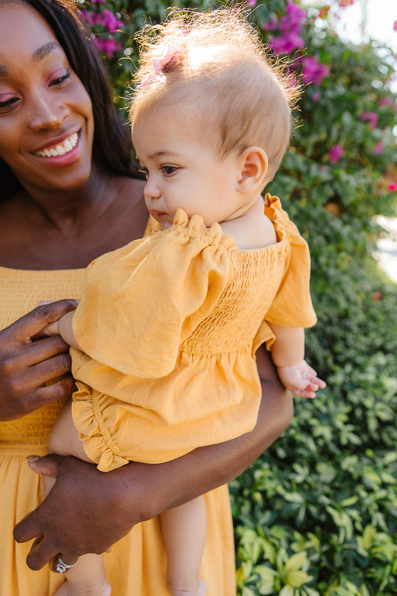 Baby Lennon Romper in Mustard - FINAL SALE