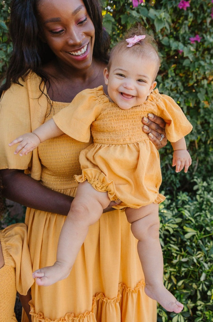 Baby Lennon Romper in Mustard - FINAL SALE
