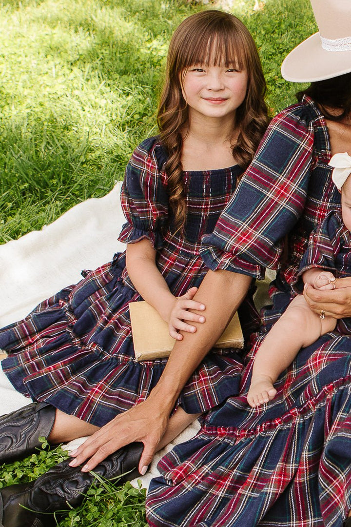 Mini Madeline Dress in Navy Plaid - FINAL SALE-Mini