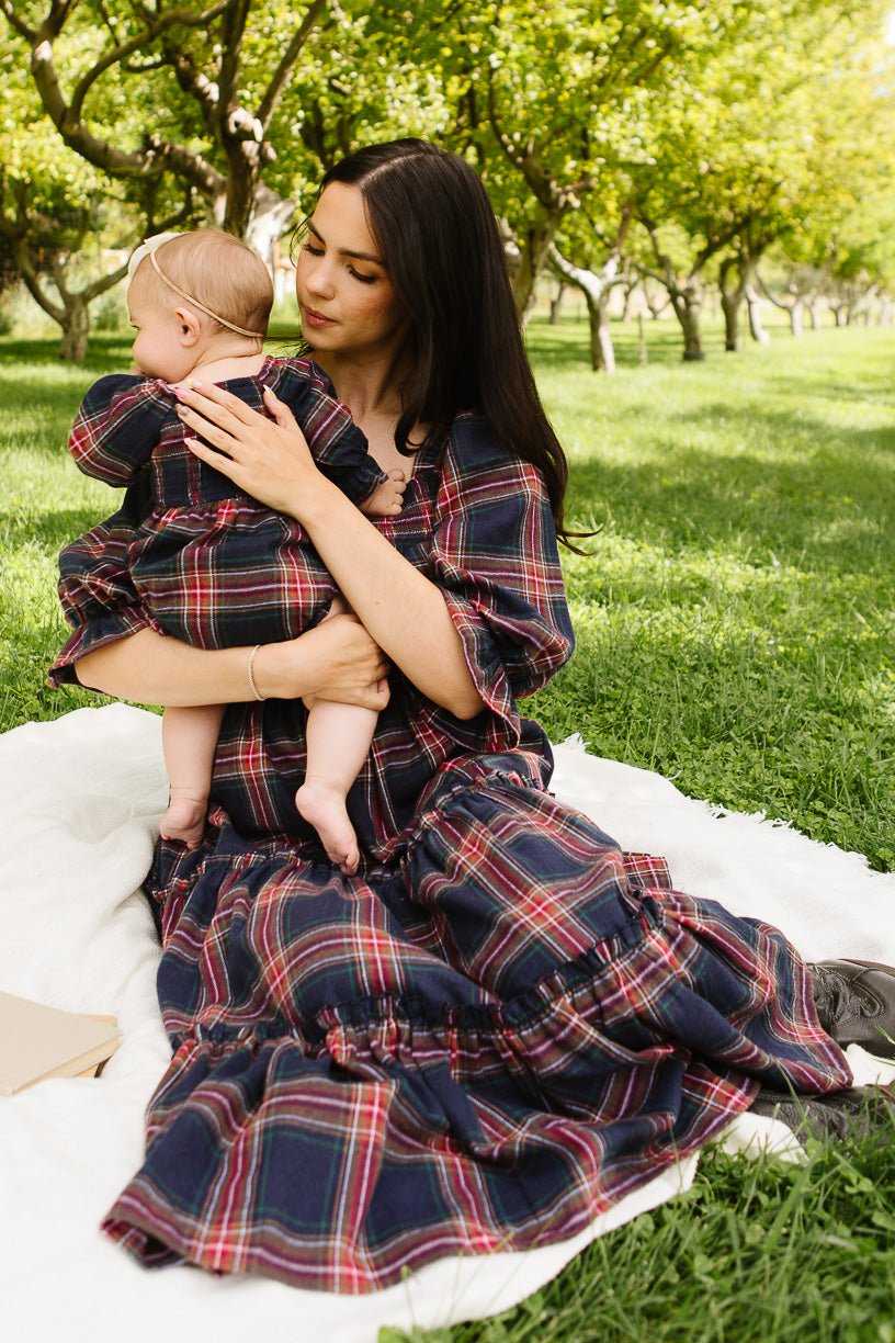 Baby Madeline Romper in Navy Plaid - FINAL SALE