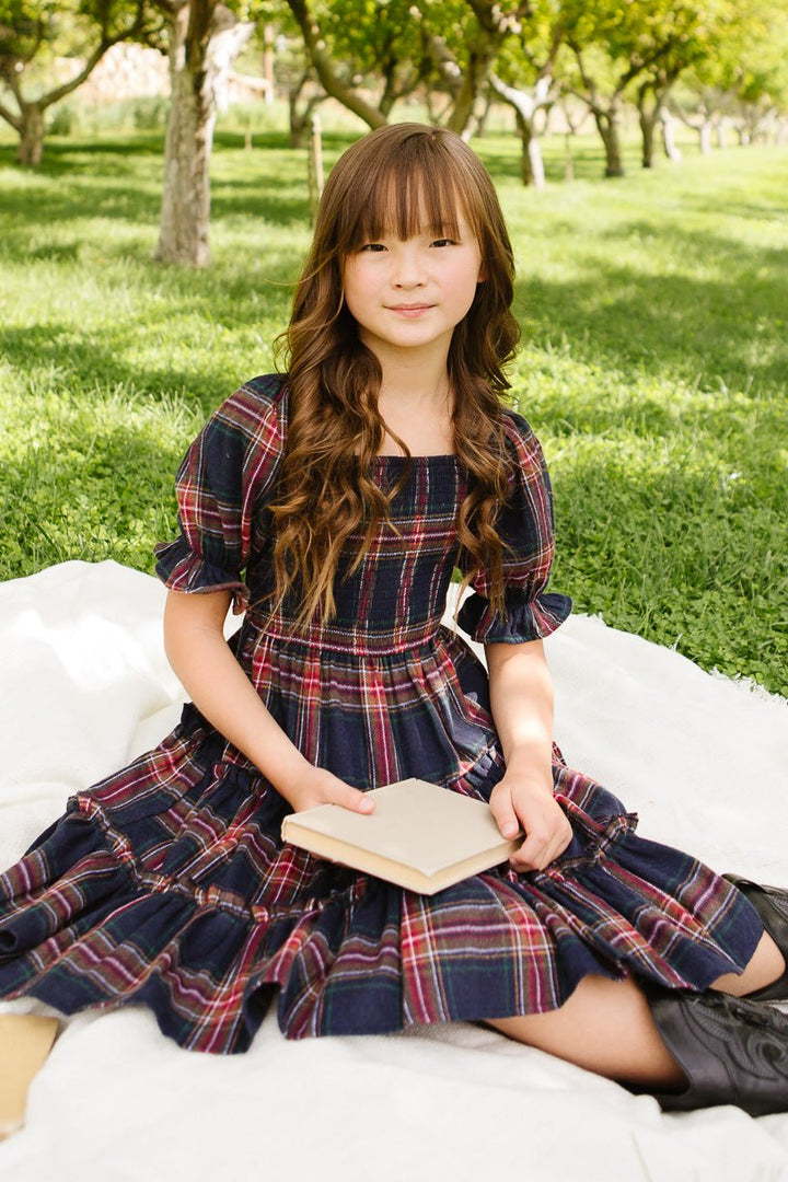 Mini Madeline Dress in Navy Plaid - FINAL SALE-Mini