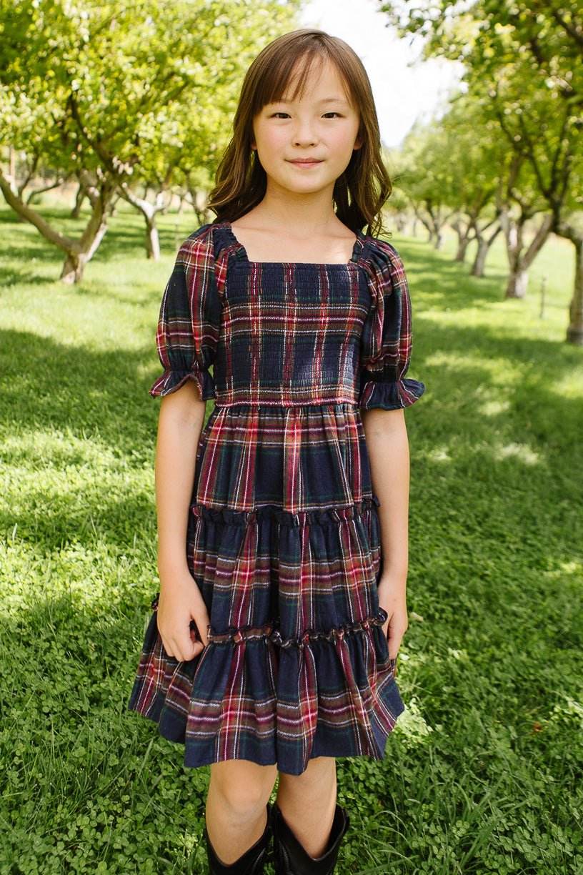 Mini Madeline Dress in Navy Plaid - FINAL SALE-Mini