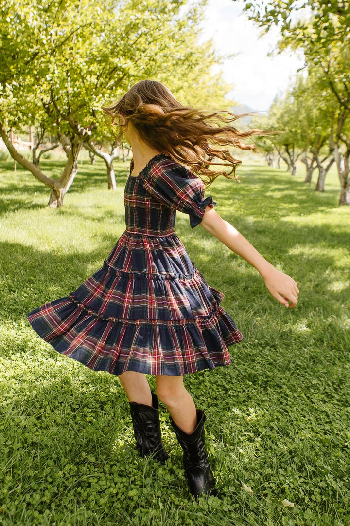 Mini Madeline Dress in Navy Plaid - FINAL SALE-Mini