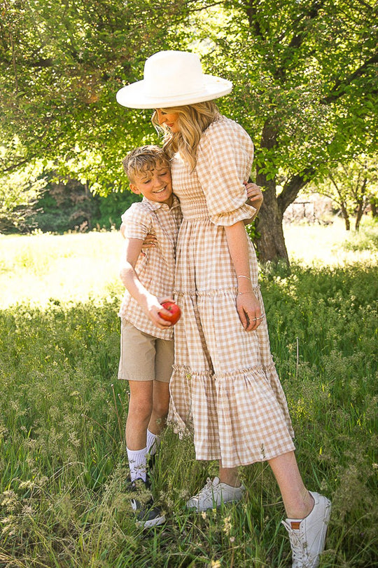 Madeline Dress in Tan Gingham - FINAL SALE-Adult