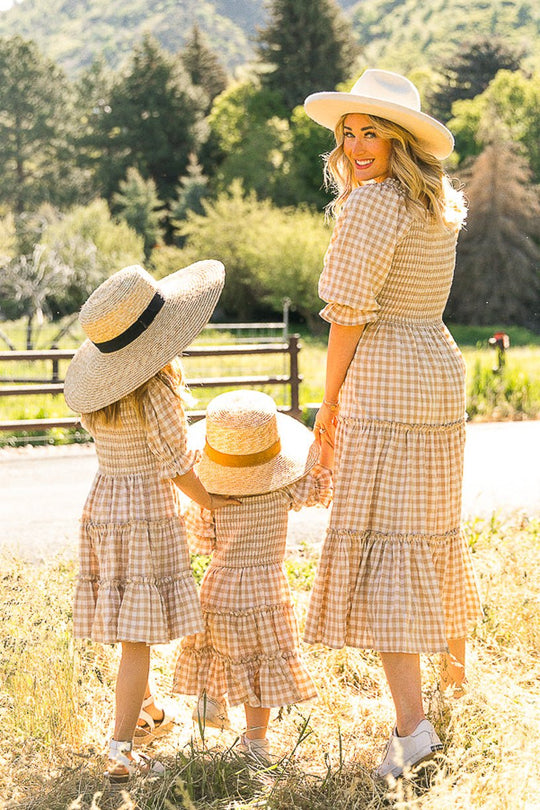 Madeline Dress in Tan Gingham - FINAL SALE-Adult