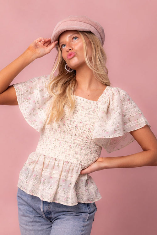 Madison Top in Eyelet Floral