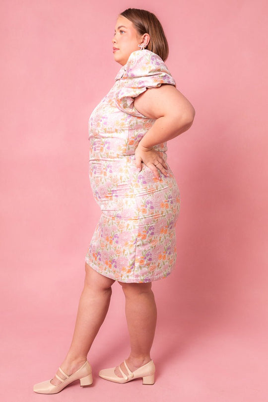 Nina Bow Dress in Pastel Jacquard-Adult