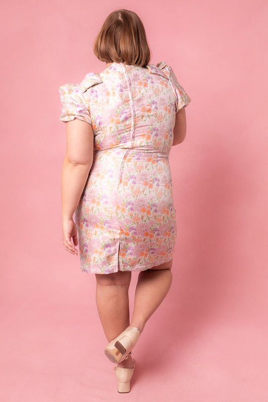 Nina Bow Dress in Pastel Jacquard-Adult