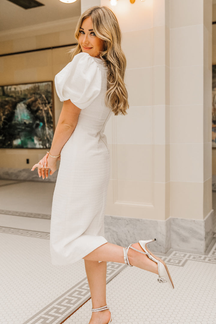 Holly Dress in White Shimmer - FINAL SALE