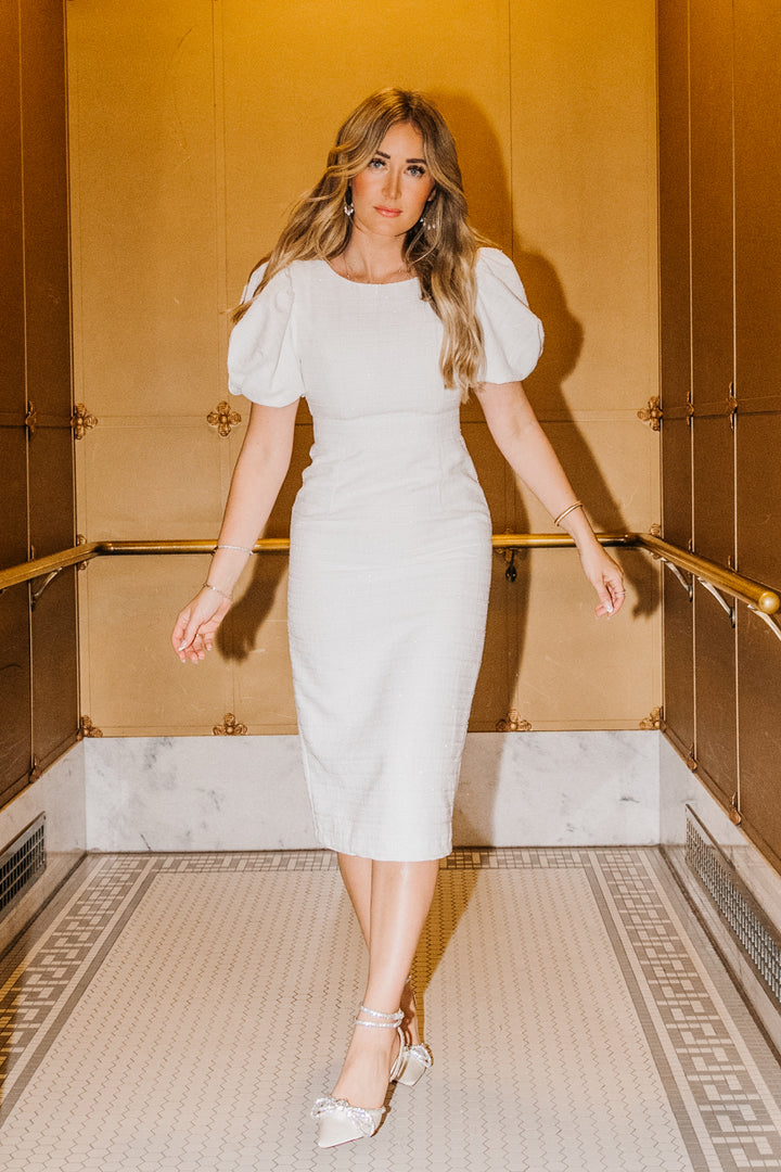 Holly Dress in White Shimmer - FINAL SALE