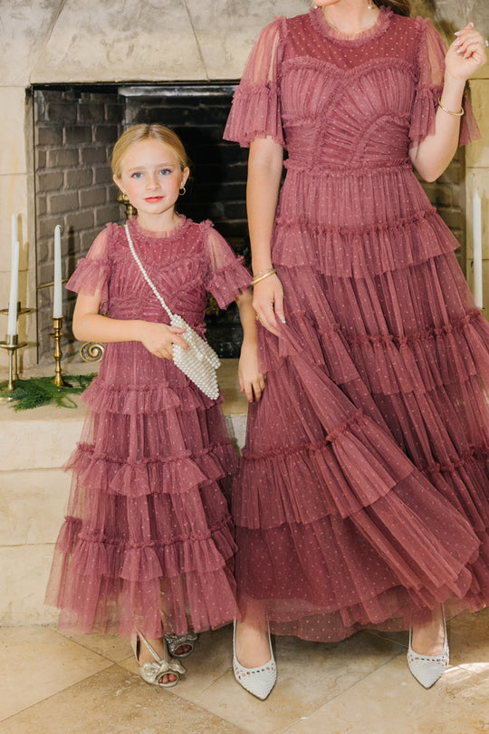 Mini Maxi Whimsical Dress in Mulberry