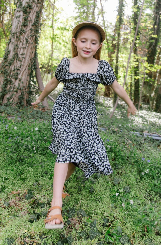 Mini Rae Dress in Black Daisy